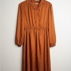 Chenault Burnt Orange Textured Midi Dress – Size Large